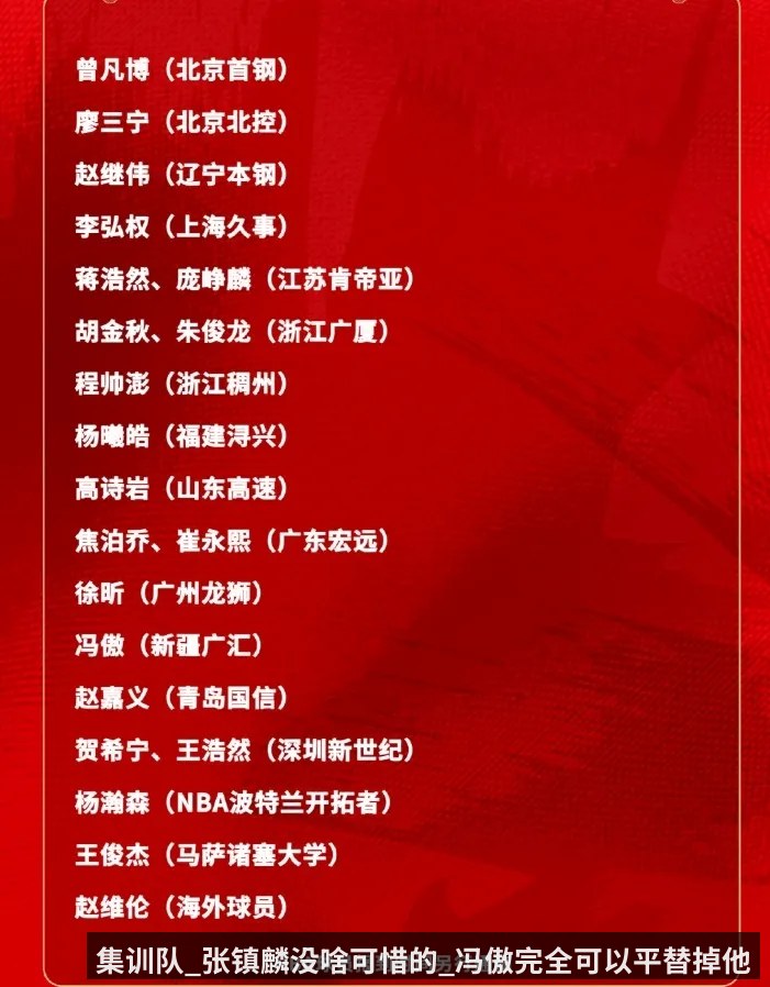集训队_张镇麟没啥可惜的_冯傲完全可以平替掉他